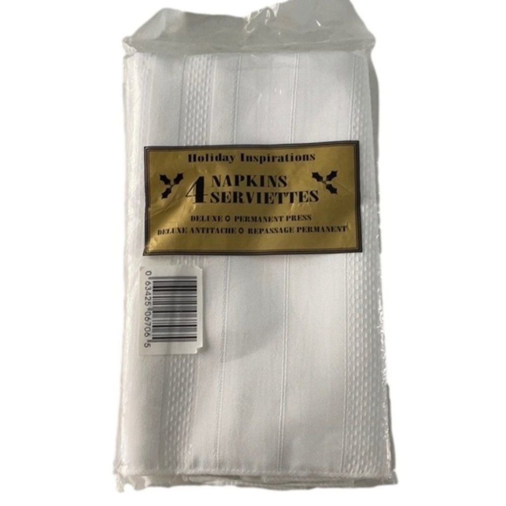 FOUR White Napkins Deluxe -Holiday Inspiration